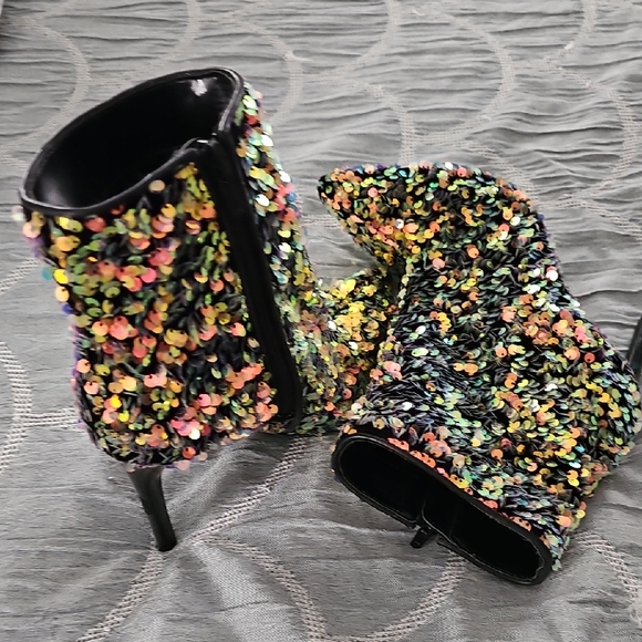 INC International Concepts Multicolor Sequin Heeled Boots - Picture 2 of 3